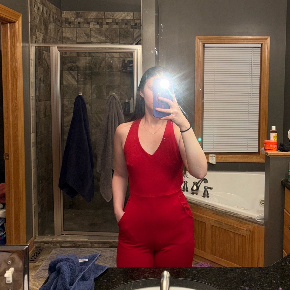 Red Halter Jumpsuit